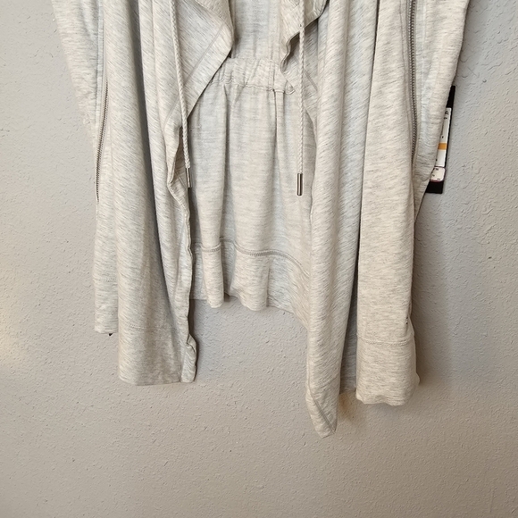 Donna Karan Active Open Cardigan Jacket Womens S Vest Zippers Logo Gray - Picture 4 of 14